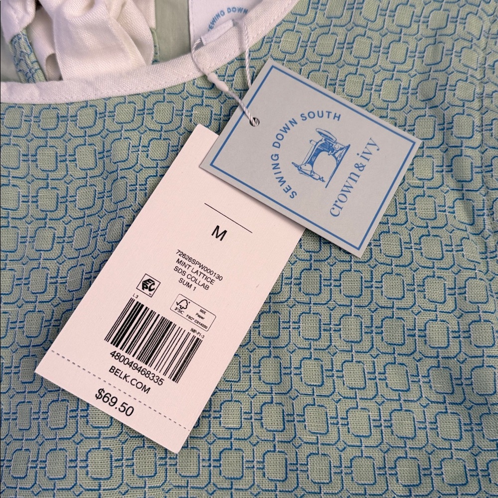 Crown and Ivy NWT “Sewing Down South” adorable lined Swing Top, Med - Picture 2 of 6